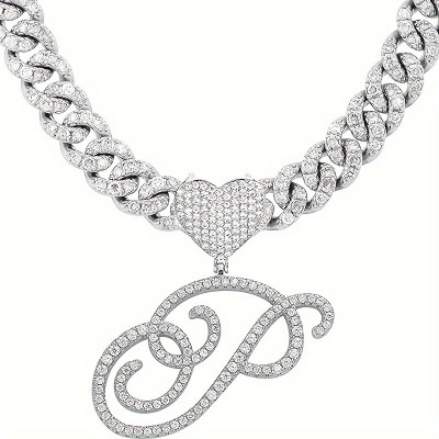 Personalized Rhinestone Necklace - Hip Hop Jewelry with Initial
