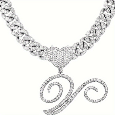 Personalized Rhinestone Necklace - Hip Hop Jewelry with Initial