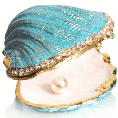 Seashell Trinket Box with Pearl - Elegant Jewelry Storage, Decorative Piece
