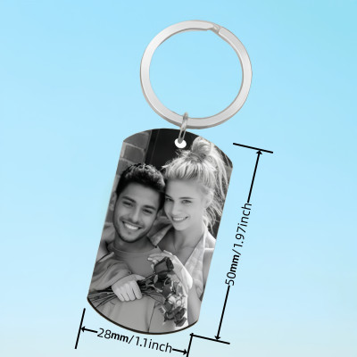 Personalized Photo Keychain - Laser Engraved, Custom Gift, Men's Jewelry