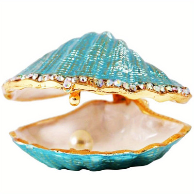 Seashell Trinket Box with Pearl - Elegant Jewelry Storage, Decorative Piece