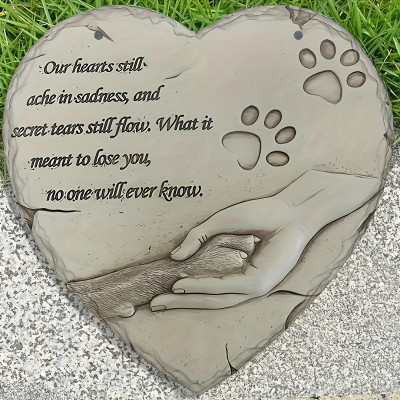 Heartfelt Pet Memorial Stone - Paw Print Tribute - Outdoor Garden Decor