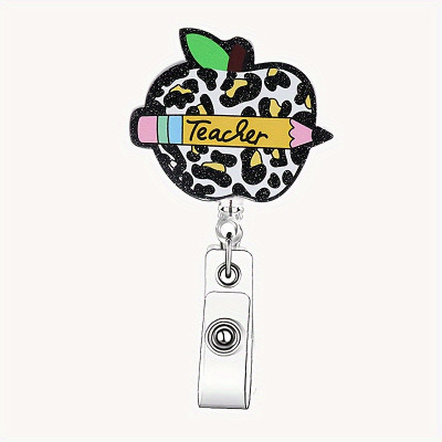 4-Pack Teacher Badge Reels - Colorful and Fun Retractable ID Badge Holders