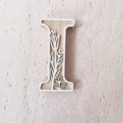 Wooden Floral Alphabet Letters: Customizable Wall Decor for Home, Kitchen, and Weddings
