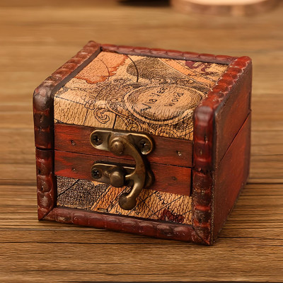 Mini Vintage Wooden Treasure Chest - Unique and Decorative Storage Box for Jewelry, Keepsakes, or Candy