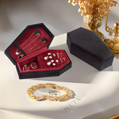 Gothic Coffin Velvet Jewelry Box - Unique Storage for Necklaces, Earrings, and Rings