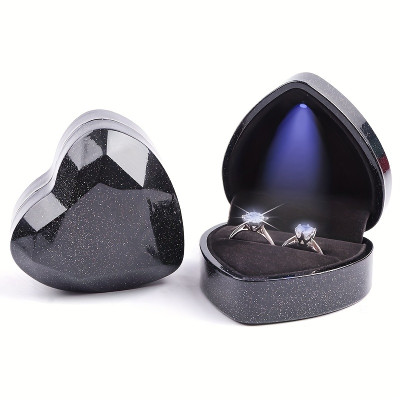 Heart-Shaped Jewelry Box with LED Light - Unique Gift for Rings, Earrings, and Necklaces