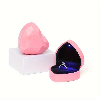 Heart-Shaped Jewelry Box with LED Light - Unique Gift for Rings, Earrings, and Necklaces