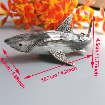 Shark Jewelry Box, Magnetic Closure, Metal Figurine