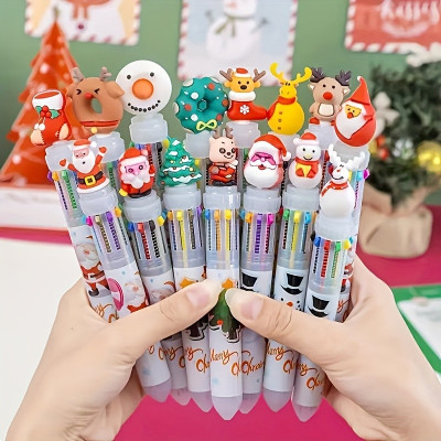 10-Pack Christmas Multicolor Ballpoint Pens: Festive Writing Fun Party Favors