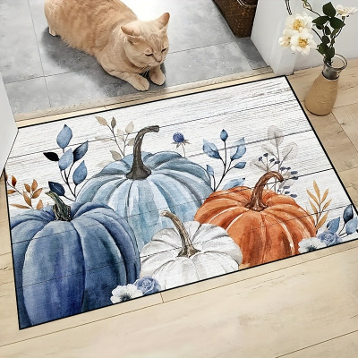 Fall Pumpkin Doormat - Watercolor Rustic Doormat for Indoor & Outdoor Use