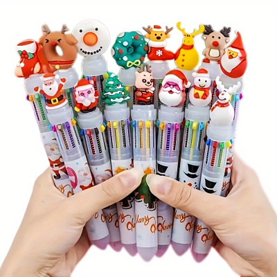 10-Pack Christmas Multicolor Ballpoint Pens: Festive Writing Fun Party Favors