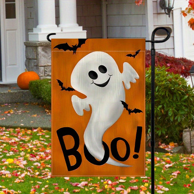 Halloween Ghost Garden Flag with Bats