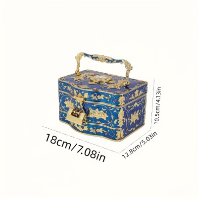 Luxury Vintage Palace Style Jewelry Box - Multi-Layer Storage with Lock, Mirror, and Handheld Design