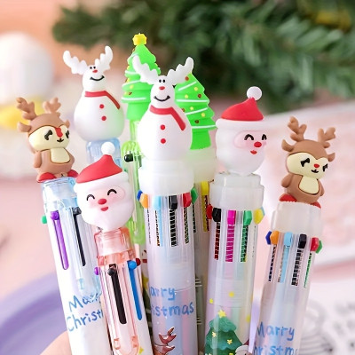 10-Pack Christmas Multicolor Ballpoint Pens: Festive Writing Fun Party Favors