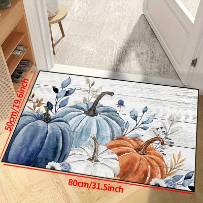 Fall Pumpkin Doormat - Watercolor Rustic Doormat for Indoor & Outdoor Use