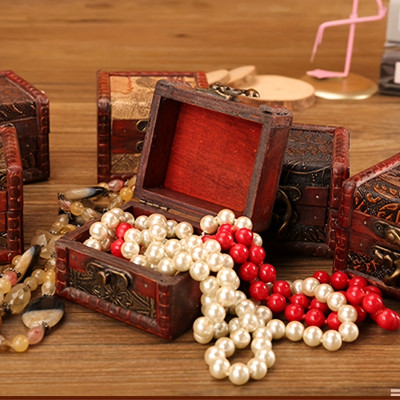 Mini Vintage Wooden Treasure Chest - Unique and Decorative Storage Box for Jewelry, Keepsakes, or Candy