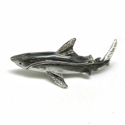 Shark Jewelry Box, Magnetic Closure, Metal Figurine