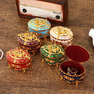 Vintage Enamel Jewelry Box with Rose Design - Elegant Storage for Rings, Earrings, and More