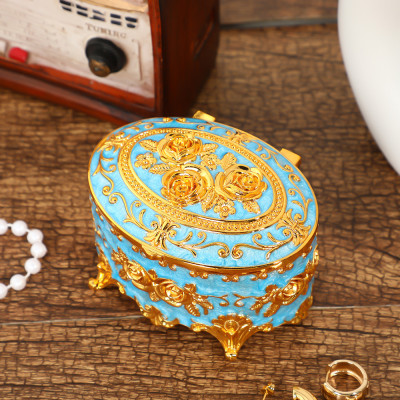 Vintage Enamel Jewelry Box with Rose Design - Elegant Storage for Rings, Earrings, and More