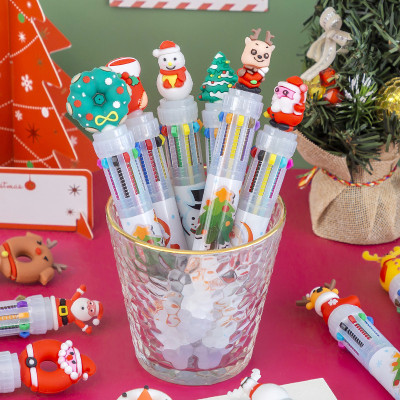 10-Pack Christmas Multicolor Ballpoint Pens: Festive Writing Fun Party Favors