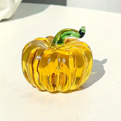 Handblown Glass Pumpkin Figurine: Unique Autumnal Home Decor