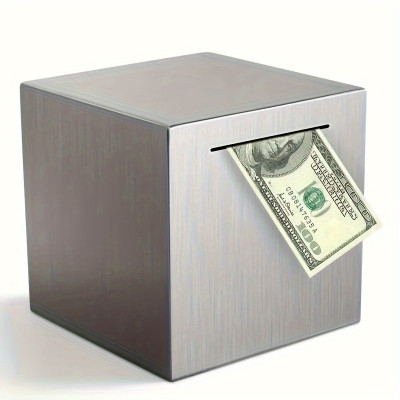 Large Capacity Stainless Steel Engraved Money Drop Jar - Secure & Durable Savings Solution