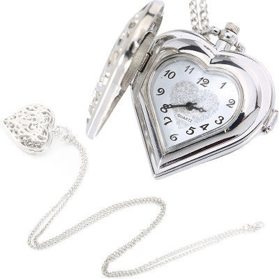 Heart-Shaped Pocket Watch Necklace - Vintage Elegance