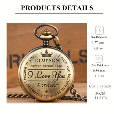 Engraved Pocket Watch for Son - Inspirational Message