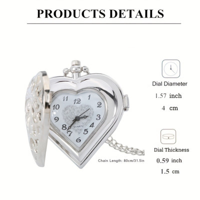 Heart-Shaped Pocket Watch Necklace - Vintage Elegance