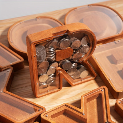 Personalized Wooden Alphabet Letter Coin Banks - A to Z Initials for Nursery or Child's Bedroom Decor