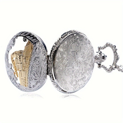 Vintage Train Pocket Watch Steampunk Timepiece