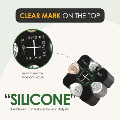 4-Slot Silicone Coin Organizer - Perfect for US Coins, Car, and Shopping