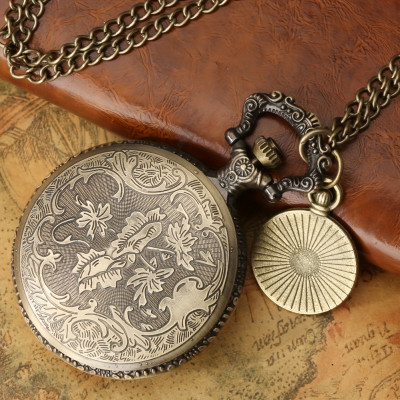 Engravable Vintage Roman Numeral Dial Pocket Watch with Colorful Accents
