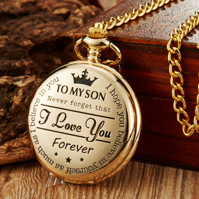Engraved Pocket Watch for Son - Inspirational Message