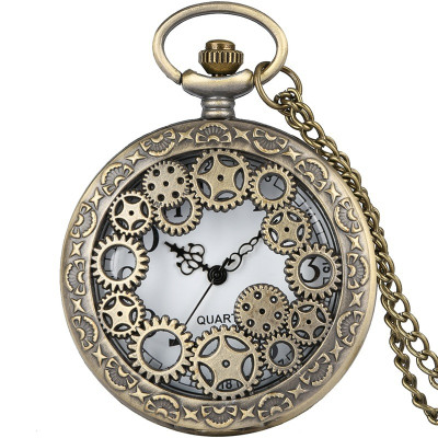 Steampunk Pocket Watch with Exposed Gears - Vintage Elegance