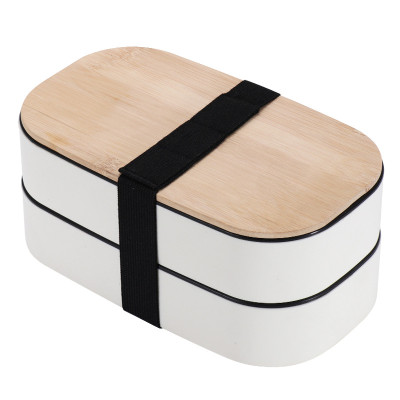 Custom Eco-Friendly 2-Tier Lunch Box with Cutlery - Reusable Bento Box for Work, School, and Travel