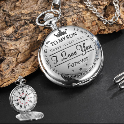 Engraved Pocket Watch for Son - Inspirational Message