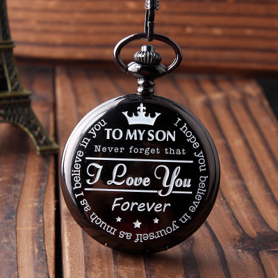 Engraved Pocket Watch for Son - Inspirational Message