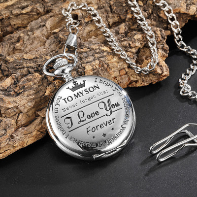 Engraved Pocket Watch for Son - Inspirational Message