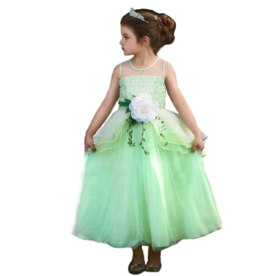 Tiana Costume for Girls Fancy Costume Tiana Dress for Girls Princess Frog Role Play Dress up Birthday Cosplay Costume