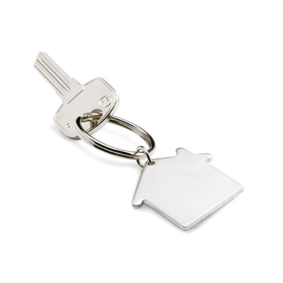 10-Pack Personalized House Shaped Keychain - Brushed Metal, Custom Engraved Gift