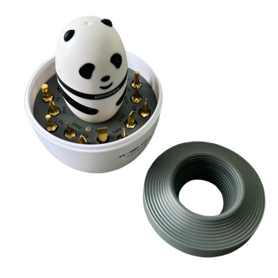 Titanium Alloy Screwdriver Set in ABS Egg Tumbler | Reusable Hard Rubber Panda Handle | Unbreakable Storage | Unique Tool Gift Idea