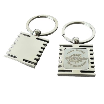 20 Pack Engravable Polished Nickel Keychains - Bulk Corporate Gifts, 3 Shapes w/ Blank Stainless Steel Laser Plate