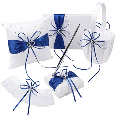 Elegant White Satin Wedding Essentials: 5-Piece Set for a Perfect Ceremony