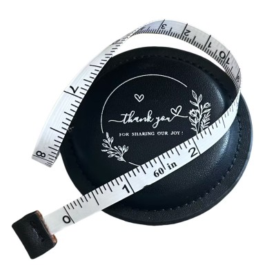 6-Pack Elegant Leather Thank-You Tape Measure – Wedding Favors, Bridal Gifts, 1.5m/59" Retractable, Premium Leather Case