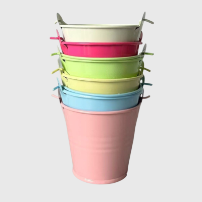 36 Pack Mini Tin Buckets w/ Handles (6 Colors) - 2.4” Pastel Metal Pails for Crafts, Party Favors, Wedding, Organizing - Bulk Small Containers