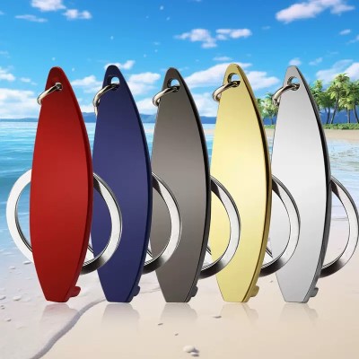 Personalized Surfboard Shaped Keychain Bottle Opener - Engraved Metal Tailgate & Beach Essential