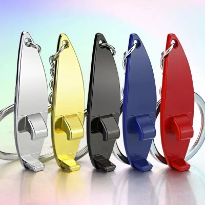 Personalized Surfboard Shaped Keychain Bottle Opener - Engraved Metal Tailgate & Beach Essential