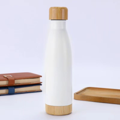 Custom Stainless Steel Bottle with Bamboo Lid and Base